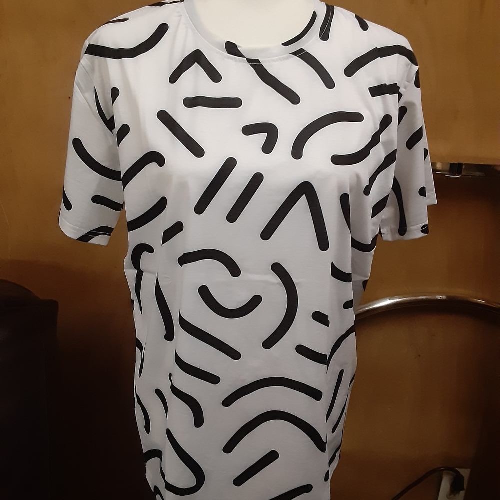 Tay Artwear Shirts - Art U Wear - Designer Shirt - White With Black Design M NWT
